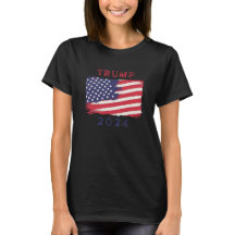 Women's American Flag Trump 2024 T-Shirt
