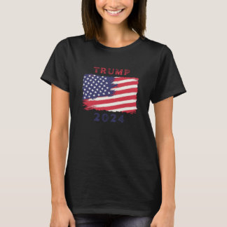 Women's American Flag Trump 2024 T-Shirt