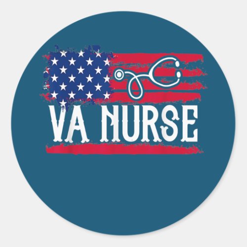 Womens American Flag VA Nurse Patriotic 4th of Classic Round Sticker