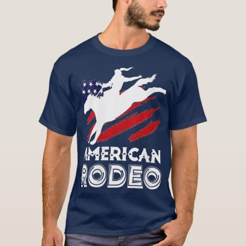 Womens American Rodeo Cowboy Horse Bull Riding For T_Shirt