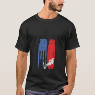 Women's American Water Skiing Flag Wakeboard Skier T-Shirt
