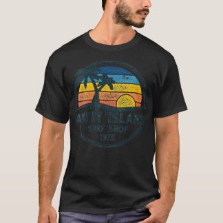 Womens Amity Island Surfing 1975 Surf Shop Sunset T-Shirt