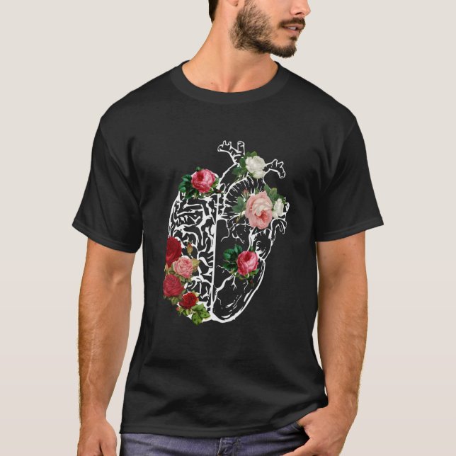 Womens Anatomical Heart_Brain Flowers Florals Anat T-Shirt (Front)