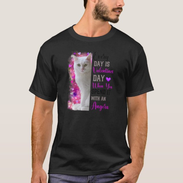 Womens Angora Cat Mom Valentines Day Cat Mama Moth T-Shirt (Front)