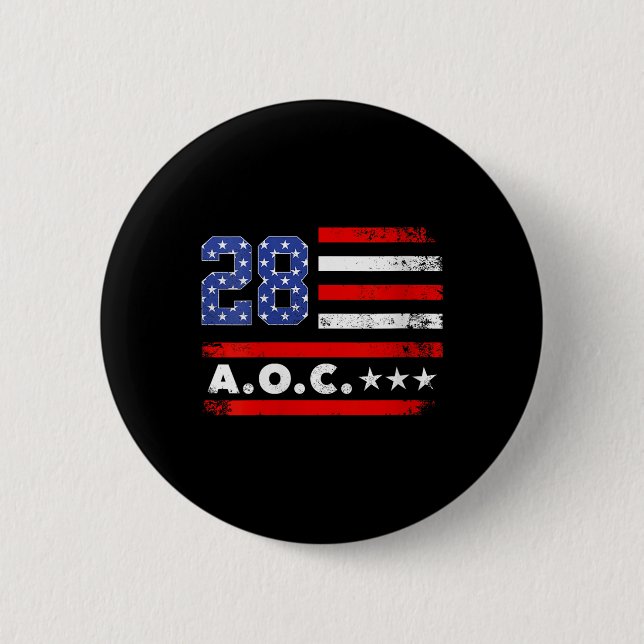 Womens Aoc 2028 A.o.c. 2028 For President American Button (Front)