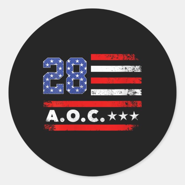 Womens Aoc 2028 A.o.c. 2028 For President American Classic Round Sticker (Front)