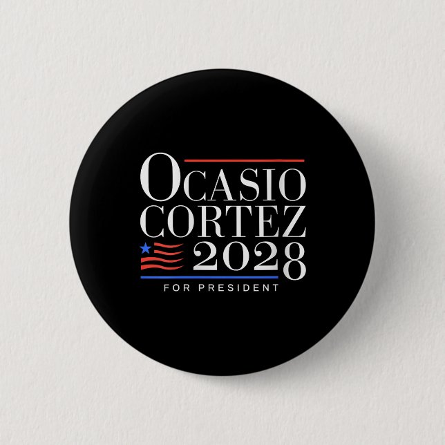 Womens Aoc For President 2028 V-neck  Button (Front)