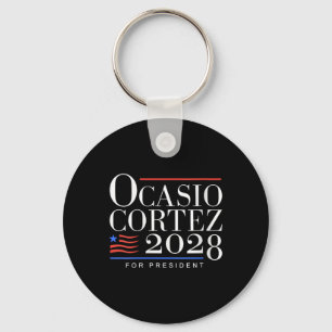 Womens Aoc For President 2028 V-neck Keychain
