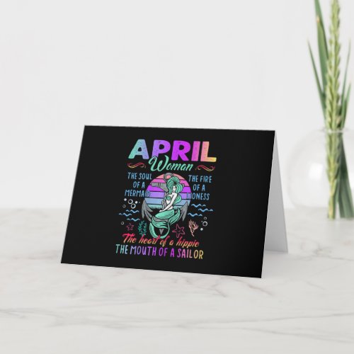 Womens April Woman Funny Mermaid The Soul Gift Card