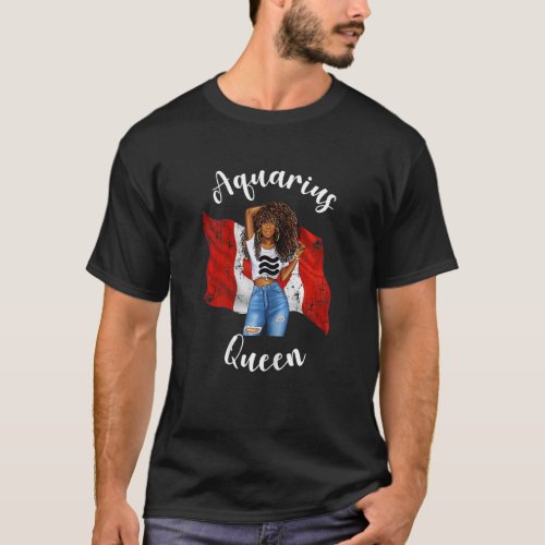 Womens Aquarius Queen From Canada Zodiac Birthday  T_Shirt