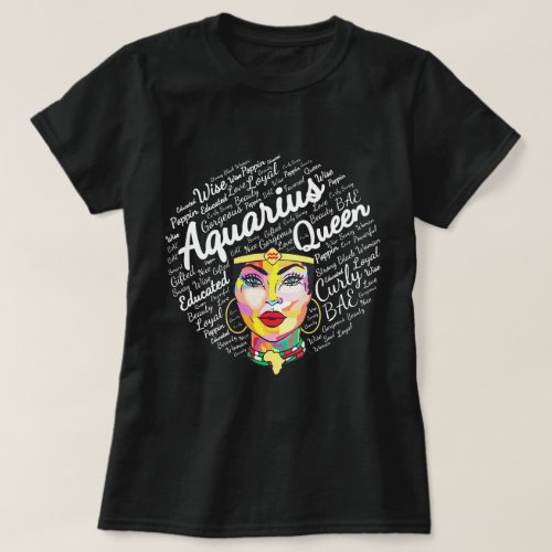 Womens Aquarius Queen Gift Black Women January  T_Shirt