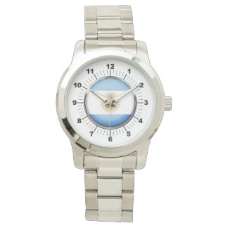 Women's Argentina Flag Oversized Silver Watch