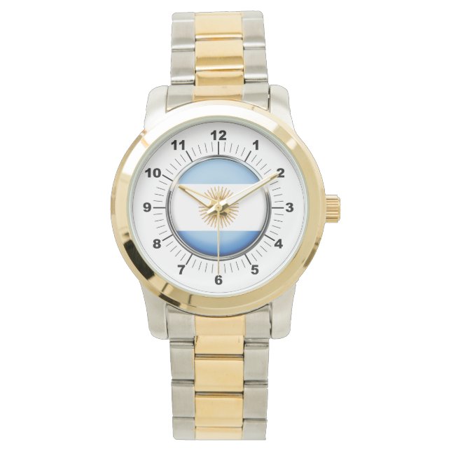 Women's Argentina Flag Oversized Two-Tone Watch (Front)