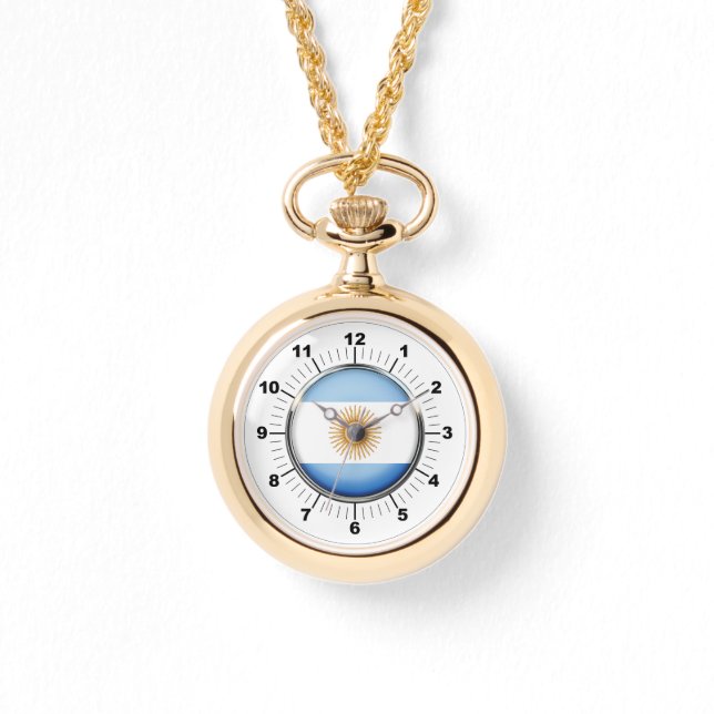 Women's Argentina Flag Wraparound Gold Watch (Front)