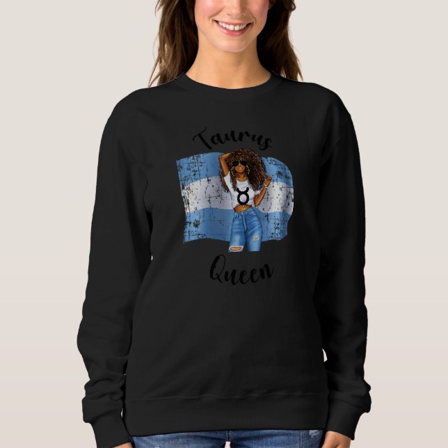 Womens Argentina Taurus Queen Afro Hair African Ar Sweatshirt (Front)