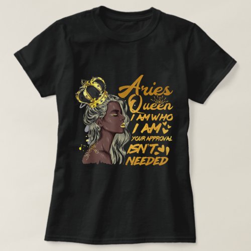  Womens Aries Queen Birthday Zodiac Gift Black W T_Shirt