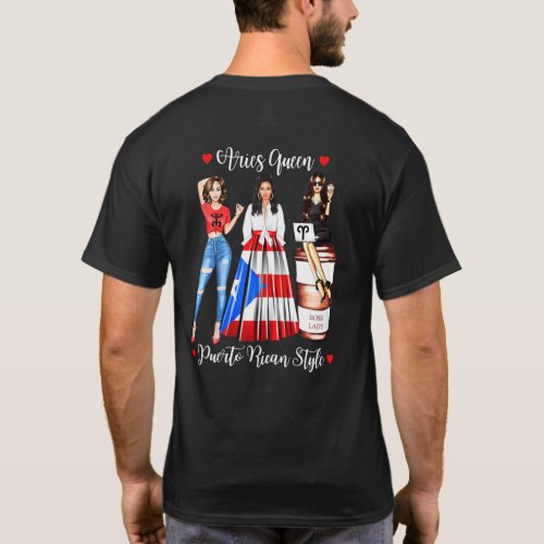 Womens Aries Queen Puerto Rican Style March April  T_Shirt