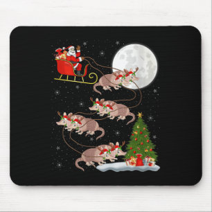 Womens Armadillo Santa Sleigh Flying Funny Magical Mouse Pad