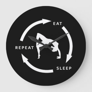 Women's Artistic Gymnastics Eat Sleep Repeat Sport Large Clock