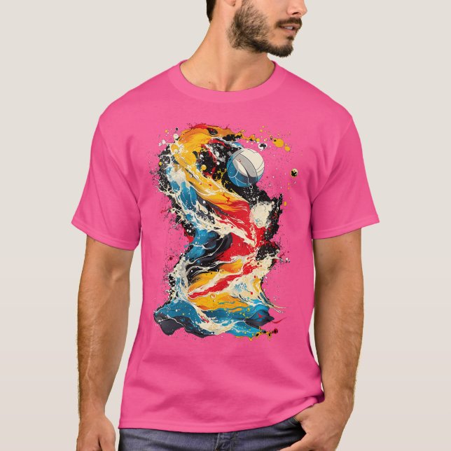 Womens Artsy Water Polo Player On Abstract Art Wat (Front)