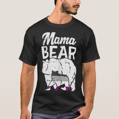 Womens Asexual Pride Mama Bear Ace Flag LGBTQ Mom  T_Shirt