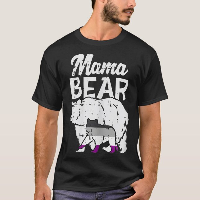 Womens Asexual Pride Mama Bear Ace Flag LGBTQ Mom  T-Shirt (Front)