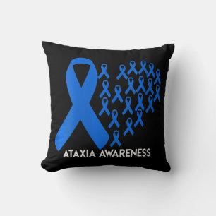 Womens Ataxia Awareness blue ribbon Gift V-Neck T- Throw Pillow
