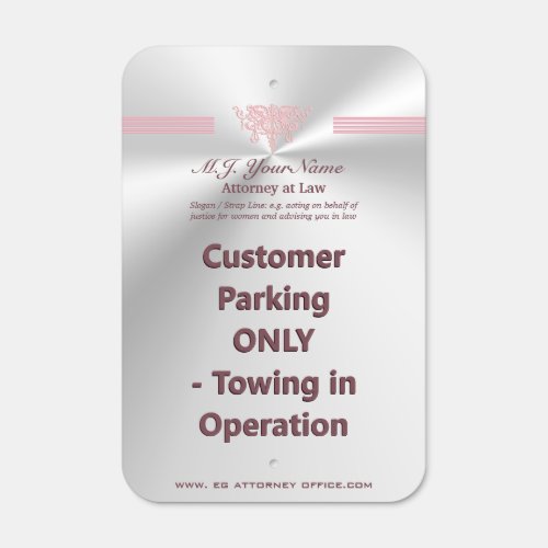 Womens Attorney stripes, pink Justice logo Parking Metal Sign