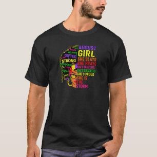Womens August Girl She Slays & Prays August Birth T-Shirt