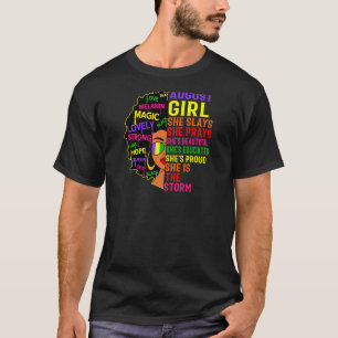 Womens August Girl She Slays & Prays August Birth T-Shirt