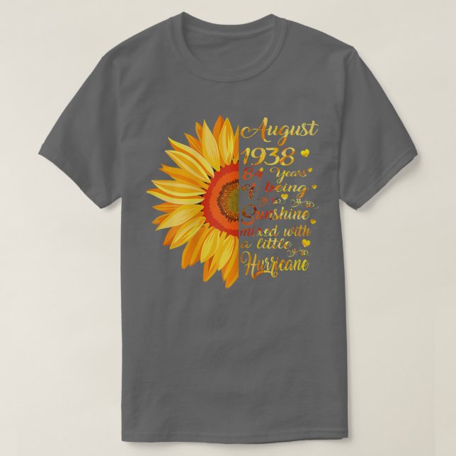 Womens August Girls 1938 Birthday Gift 84 Years Ol T-Shirt (Design Front)