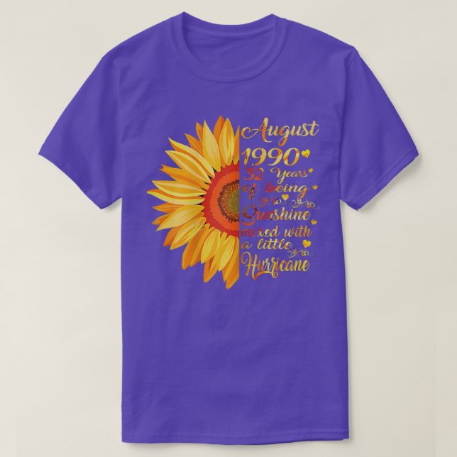 Womens August Girls 1990 Birthday Gift 32 Years Ol T-Shirt (Design Front)