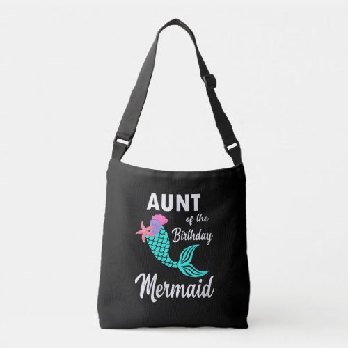 Womens Aunt Of The Birthday Mermaid Matching Famil Crossbody Bag