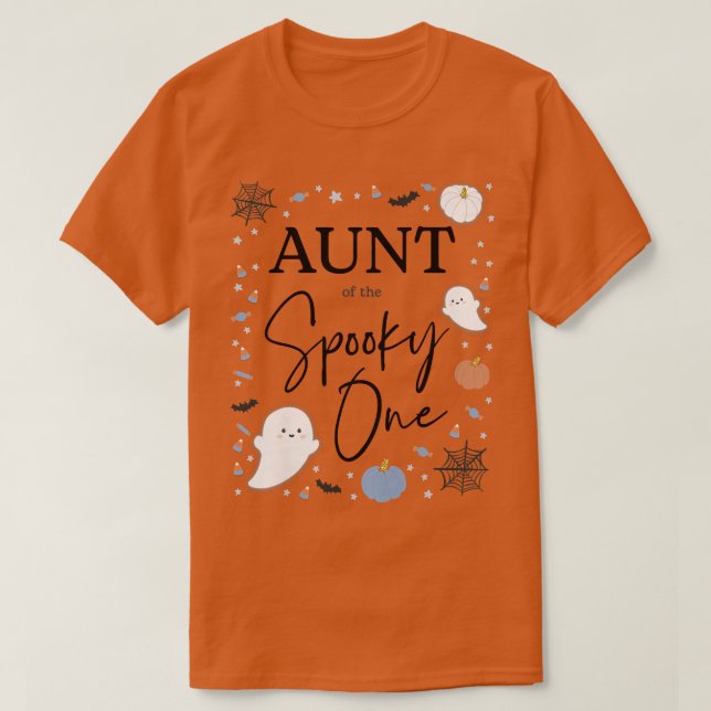 Womens Aunt of the Spooky One First Birthday Blue  T-Shirt (Design Front)
