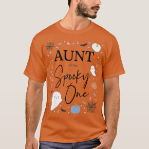 Womens Aunt of the Spooky One First Birthday Blue T-Shirt