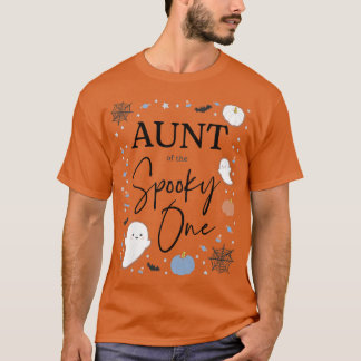 Womens Aunt of the Spooky One First Birthday Blue  T-Shirt