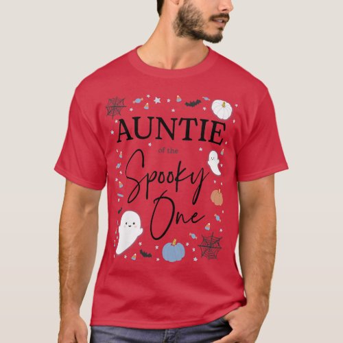 Womens Auntie of the Spooky One First Birthday Boy T_Shirt