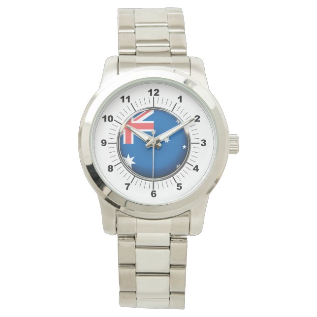 Women's Australia Flag Oversized Silver Watch (Front)