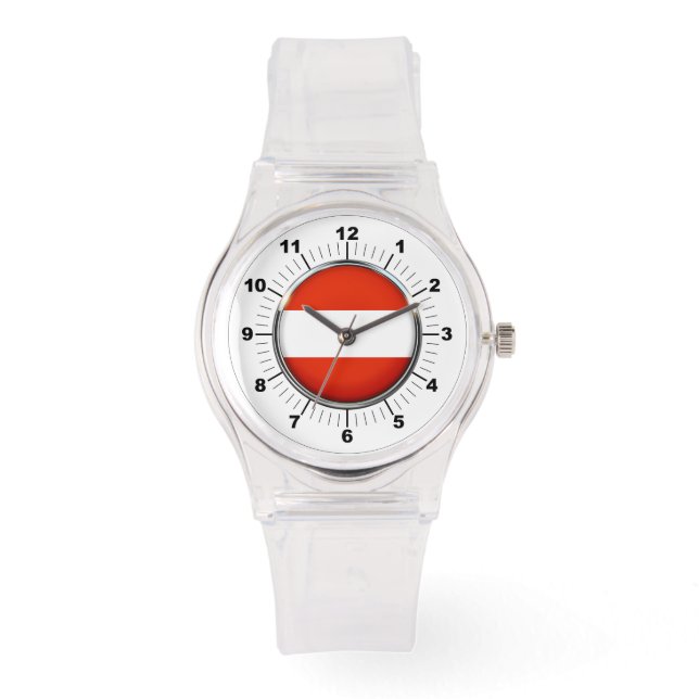 Women's Austria Flag Sporty Pink Silicon Watch (Front)