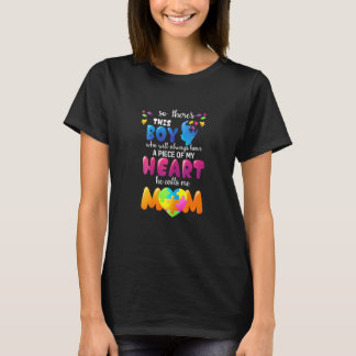 Womens Autism Fathering Awareness He Calls Me Mom T-Shirt