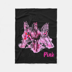 Womens Awareness In October We Wear Pink Horse Bre Fleece Blanket