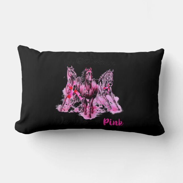 Womens Awareness In October We Wear Pink Horse Bre Lumbar Pillow (Front)