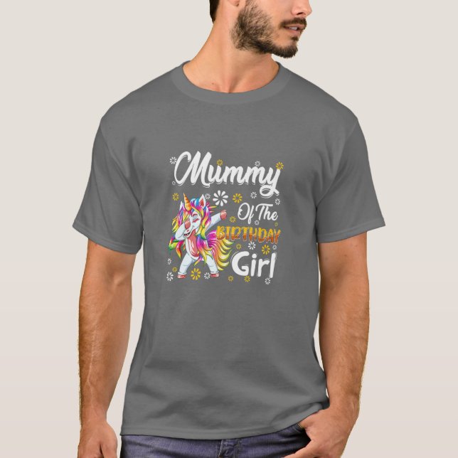 Womens Awesome Dabbing Unicorn Birthday Mummy Fami T-Shirt (Front)