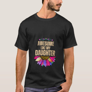 Womens Awesome Like My Daughter Sunflower Funny V  T-Shirt