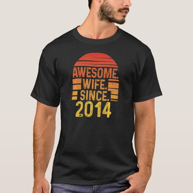 Womens Awesome Wife since 2014 Wedding Anniversary T-Shirt (Front)