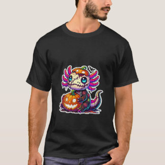 Womens Axolotl Zombie Cute Kawaii Pumpkin Boys Gir T-Shirt