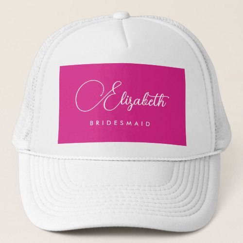 Womens Bachelorette Party Bridesmaid Name Pink Trucker Hat