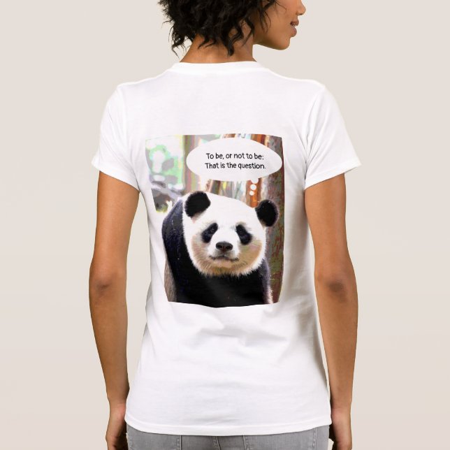 Women's Back Print T-Shirts Hamlet Quote Panda (Back)