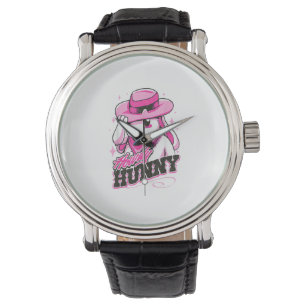 Womens Back To School Bunny Funny Book Lover Readi Watch