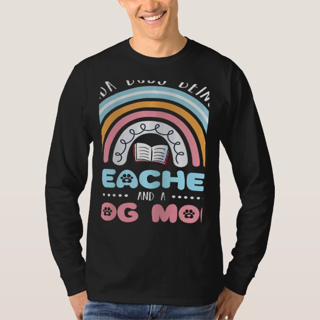 Womens Back To School COOL Dog Mom And A Teacher T-Shirt (Front)